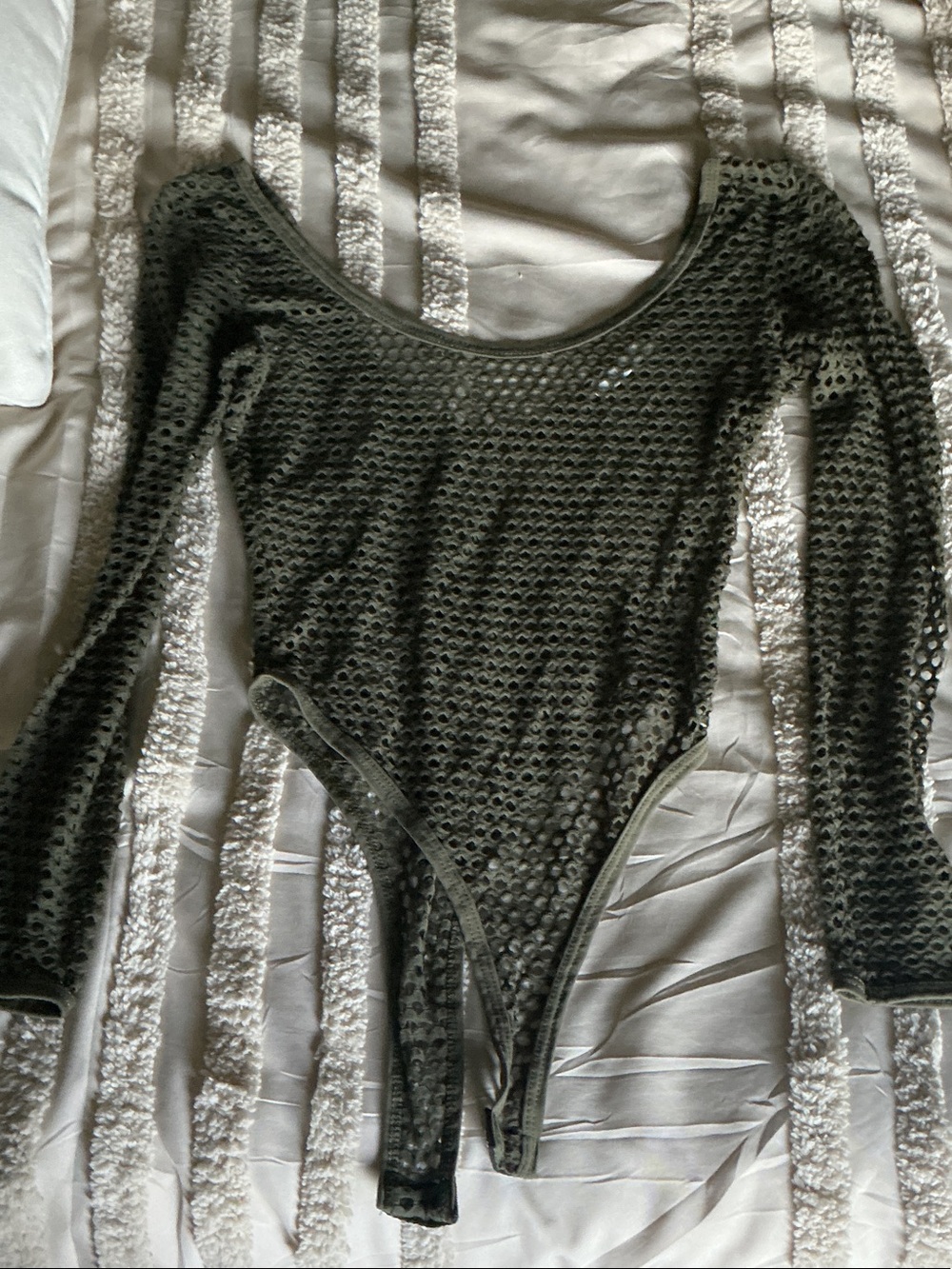 Better Be Olive Green Long Sleeve Mesh Bodysuit
